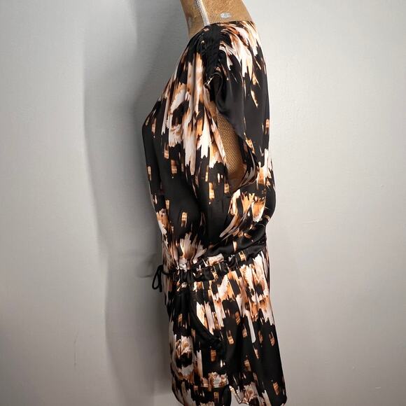 DEREK LAM BY DESIGN NATION Tunic Dress Drawstring Waist Black Beige/Tan Size XS - Picture 8 of 12